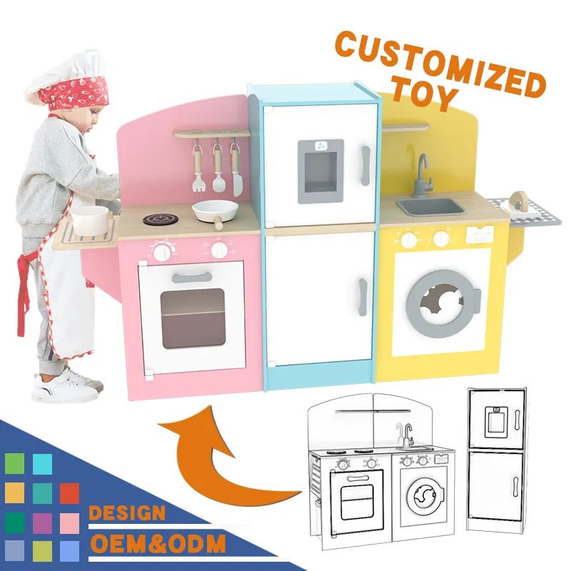 Kitchen Oven Pretend Play Set Wooden Child Food Kids Role Playing Kitchen play set Toy