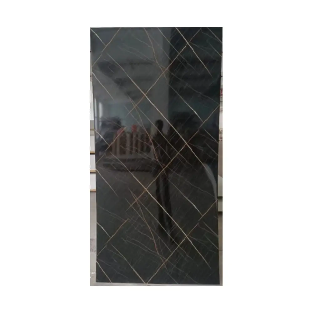 Waterproof Black Marble PVC 3D Wall Panel UV Coating Glossy Laminate Marble Plastic Sheets For Bathroom Interior