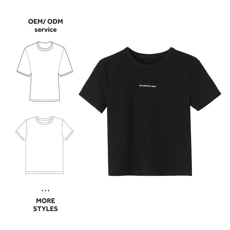 レディースカスタムニュープリントレタースリムフィットセクシークロップトップブラックレディースTシャツ高品質Tシャツ