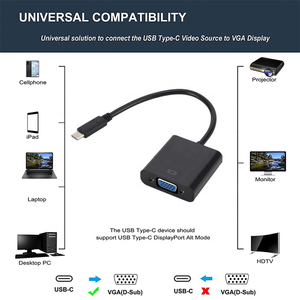 Adaptador convertidor de cable de vídeo tipo C 31 tipo C, USB-C macho a VGA hembra - Product Image 6