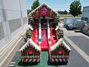 Castello gonfiabile di natale combinato castello gonfiabile di natale con scivolo - Product Image 3