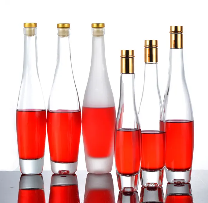 Bouteille de vin vide en verre avec bouchon en liège, 750ml, grand contenant transparent, coloré, givré, vente en gros, 10 pièces