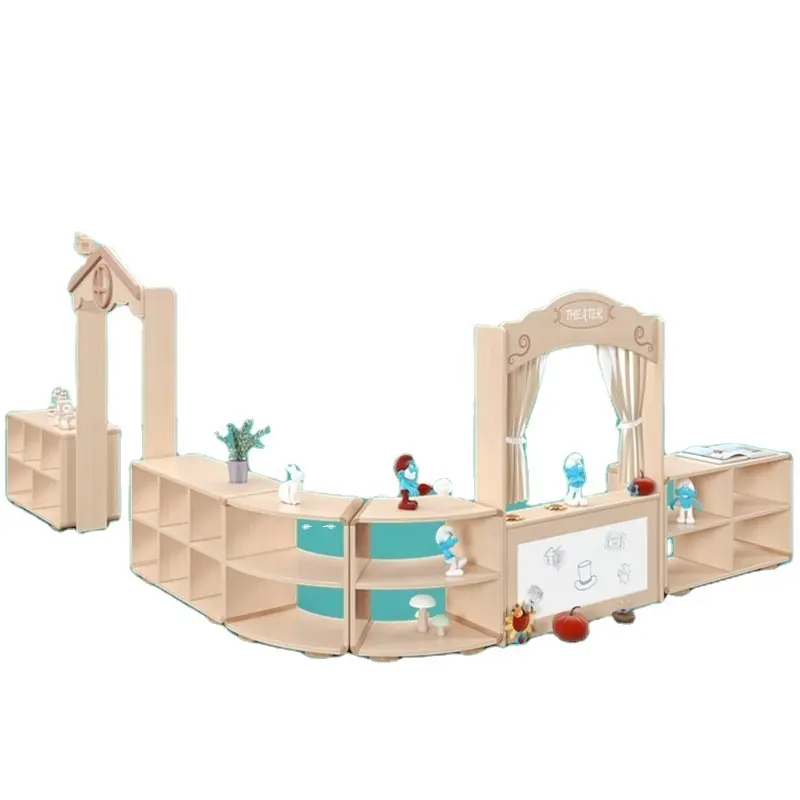Gabinete de madera de diseño moderno para guardería, muebles de alta calidad, estante de almacenamiento de madera para niños