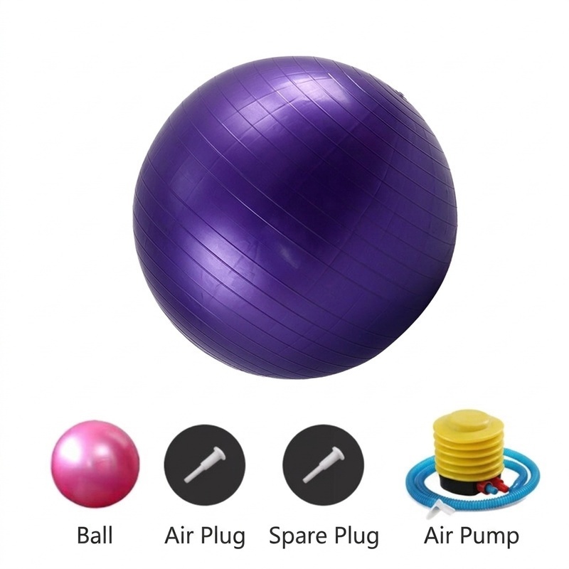 Purple yoga ball pump-air valve-air release tool