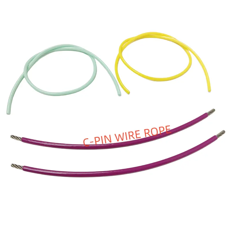 C-PIN 1.2 2.5 mm 7*7 galvanize Colourful Plastic coated Steel wire rope For safety Lanyard