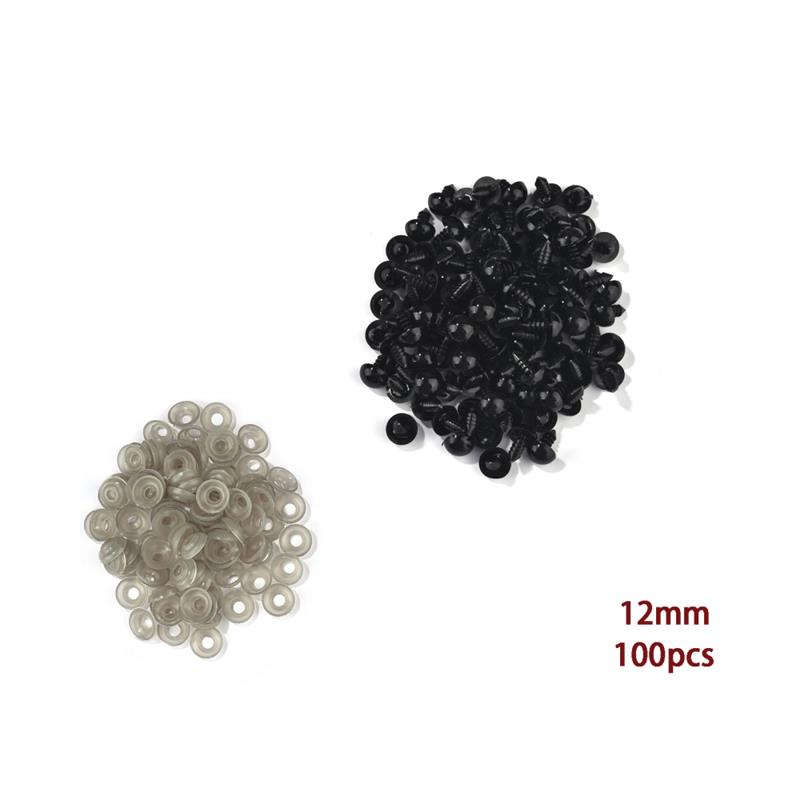 Couleur noire-12mm-100pcs