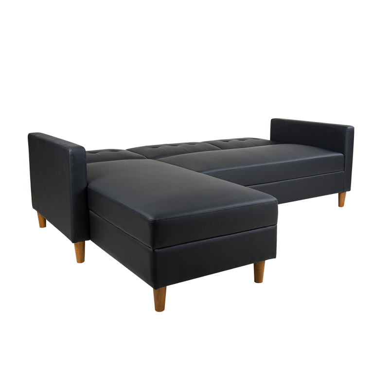Black Leather Sofa Lounge with Storage for Living Room Furniture Bed Sofa Sectional