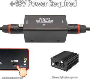 Activador de micrófono de preamplificador de refuerzo de micrófono en línea para micrófono dinámico y de cintas con ganancia clara de 25db para Podcasting - Product Image 2