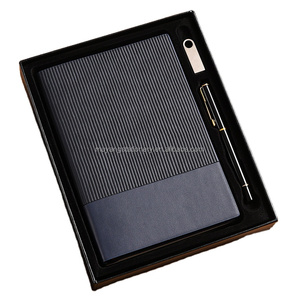 Regalo de devolución en relieve azul real cuadernos diarios 2025 A5 B5 B5 planificador de tapa blanda logotipo personalizado Bloc de notas de cuero con bolígrafo y Usb - Product Image 1
