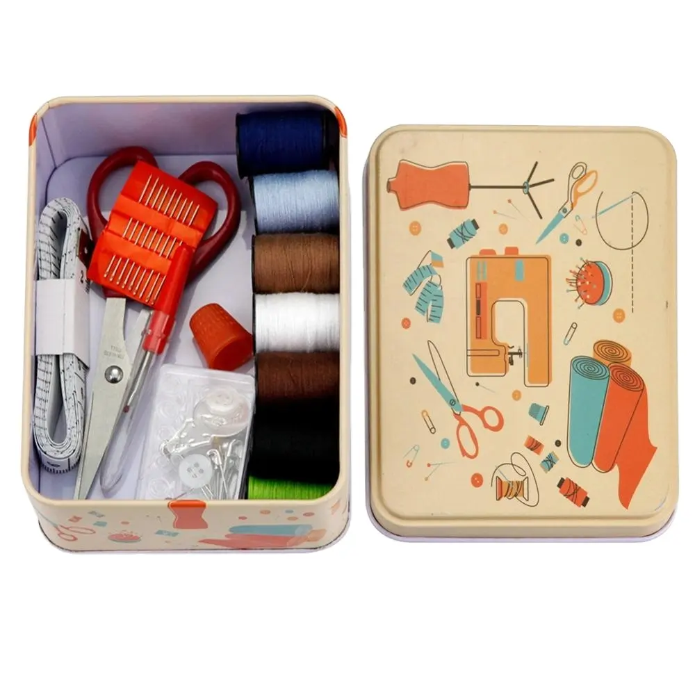 Commercio all'ingrosso mini travel hotel strumenti 53pcsl scatola di latta di metallo portatile da viaggio per bambini fai da te kit da cucito per la vendita