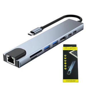 8 in 1 Computer USB C 3.0 Hub Typ C Netzwerk SD TF Konverter Kartenleser 7 Port USB Hub Port Hub 2.0 Laptop Docking station - Product Image 1