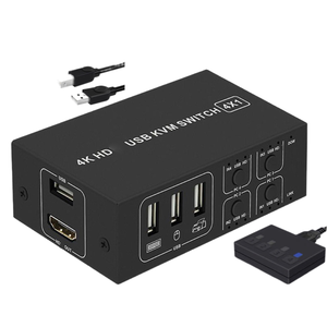 4K USB KVMスイッチボックス4ポート4K HDMI対応USB KVMスイッチサポートPCプリンターワイヤレスキーボードマウスUSBおよびPS2 DP - Product Image 1