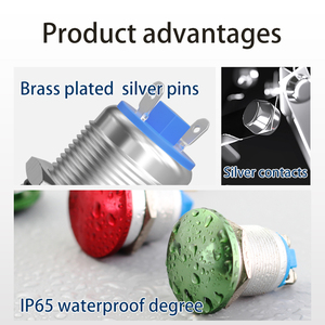 HBan in lega di zinco 2pin ip65 impermeabile fungo rosso pulsante reset interruttore 22mm 1no - Product Image 3