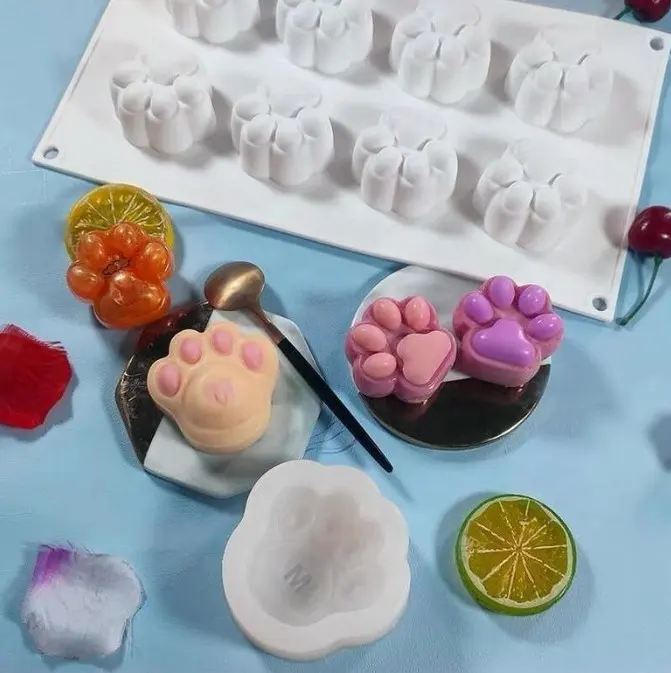 Molde de silicone antitóxico reutilizável, molde de silicone pata e gato, faça você mesmo, para fazer moldes de joias pingente