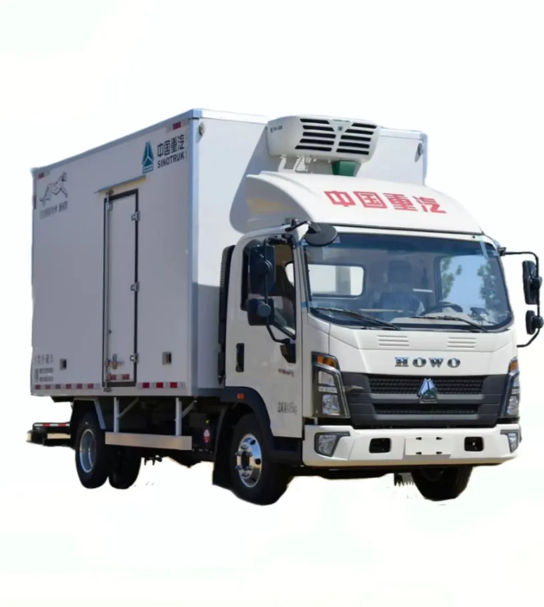 1-10TFreezing truck Howo Cold Room Frozen Delivery 4*2 Mini Refrigerated Food Freezer Van Trucks Contain Refrigerator Box Truck