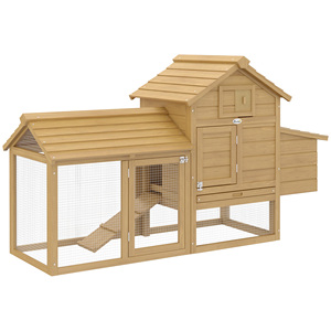 PawHutプレハブ木製チキンコープ2鶏用ランと巣付き陰毛150.5x54x87cm - Product Image 1