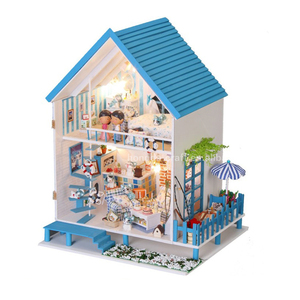 Fabrika doğrudan tedarik minyatür Dollhouse Diy kiti Woodcraft zanaat ahşap adet iki katlı bina modeli - Product Image 1