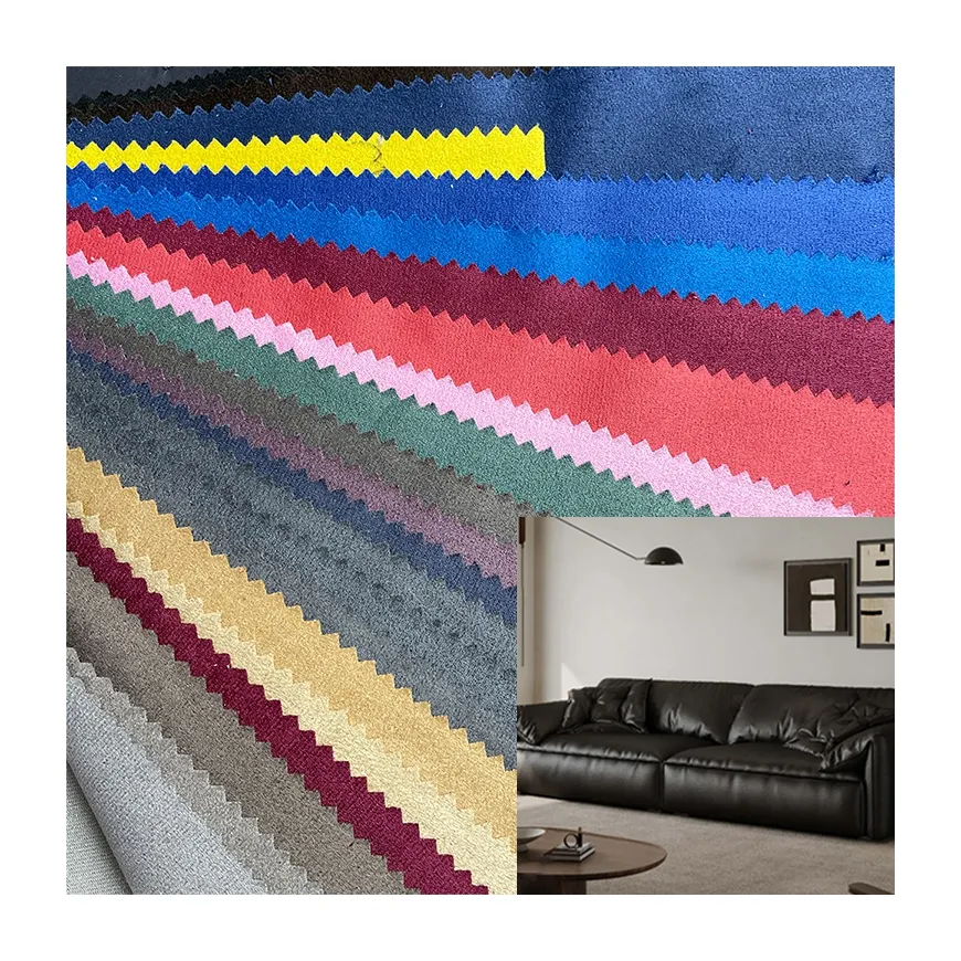 Fábrica al por mayor sofá Material tela gamuza tapicería personalizada bronceado gamuza imitación cuero sofá tela