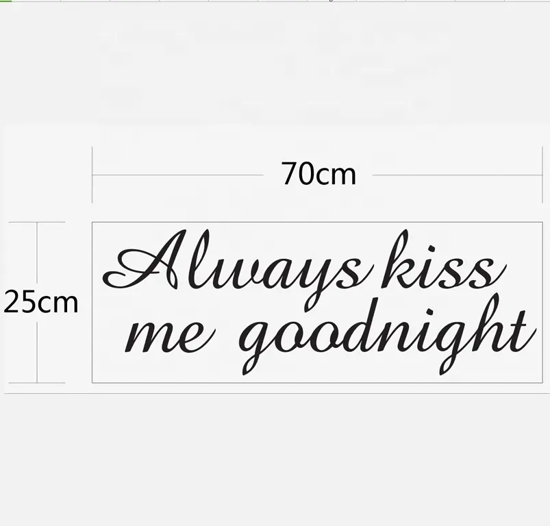 Woorden Altijd Kus Me Goodnight Custom Muursticker Home Decor Vinyl Zelfklevende Brief Motivatie Stickers