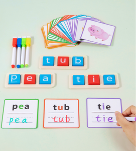 Wooden Montessori Wooden <strong>Learning</strong> Toys <strong>Reading</strong> Blocks English Letters Cognitive Words Spelling Educational Games for Kids
