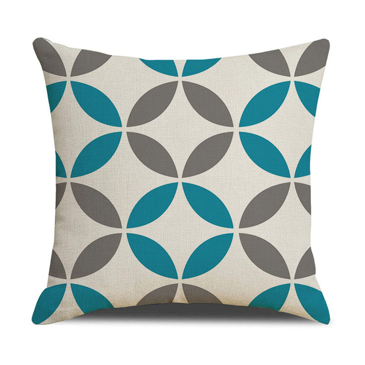 OEM Service Solid Color Custom Geometric Pattern Linen Pillow Cover Digital Printing Pillow Cushion Cover
