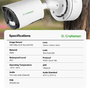 Carcasa de cámara IP CCTV GA-YUFD-M5S, accesorio único y privado, con Sensor Sony de 5MP, micrófono, altavoz, tarjeta de memoria SD de Audio, 128GB - Product Image 2