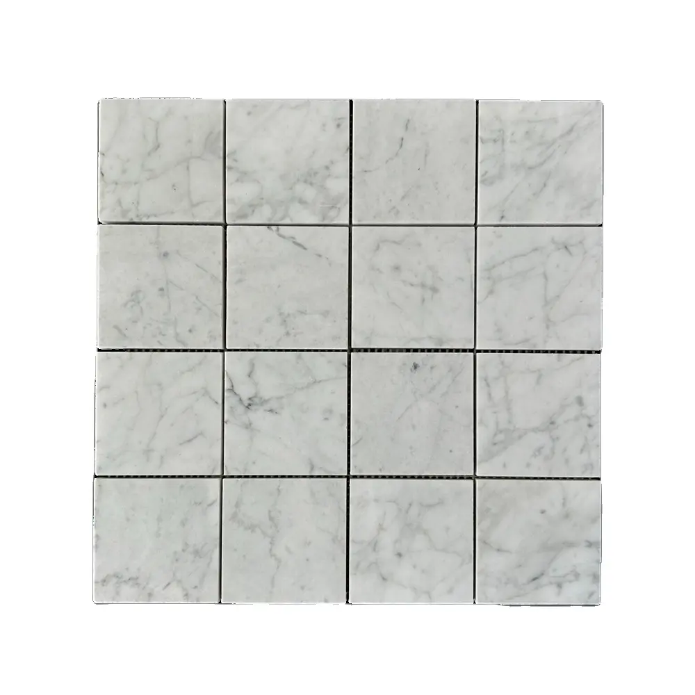 Barato italiano Bianco Cararra diseño cuadrado pulido cocina salpicaduras baño pared al por mayor mosaico de mármol