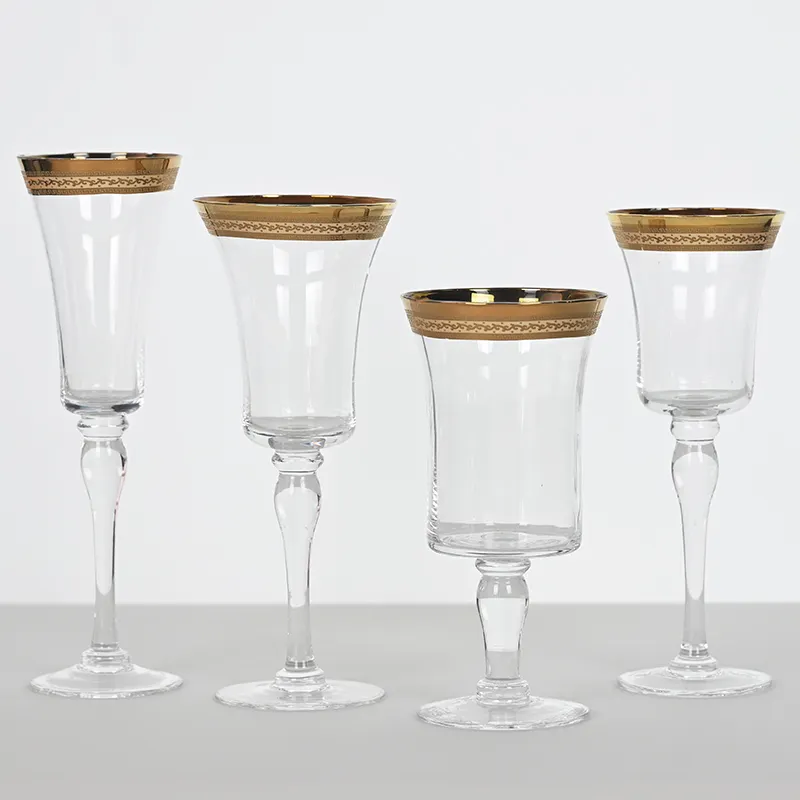 Casamento desktop decoração ouro aros copos de vinho para festa de casamento cálice água logotipo personalizado para cristal copo de vinho