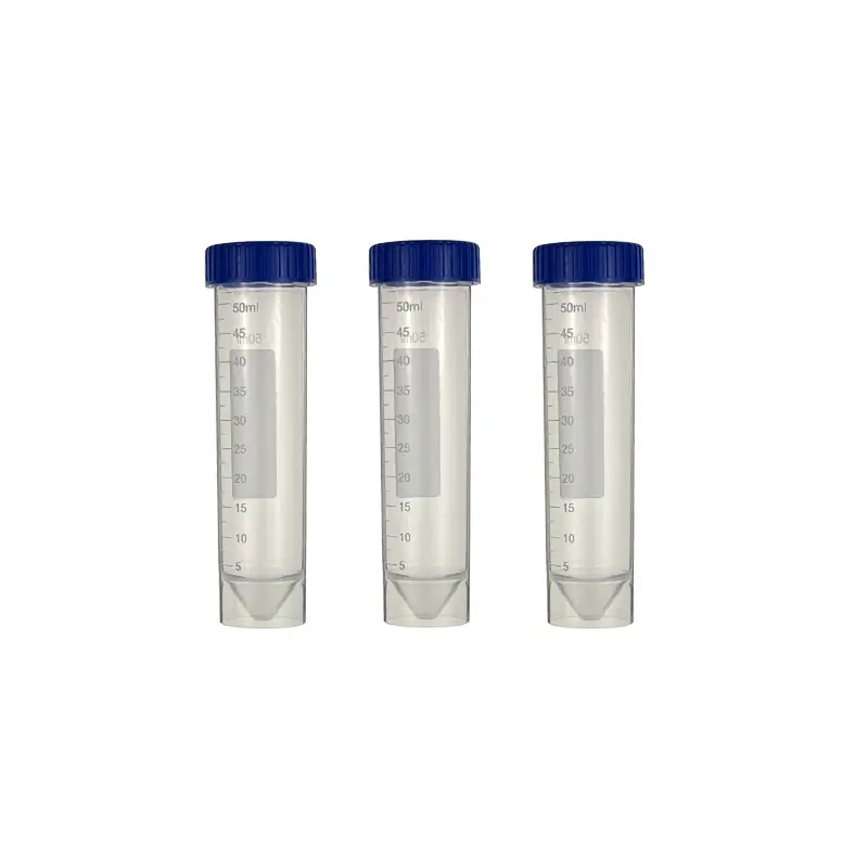 Tubo de centrífuga de prueba de laboratorio médico micro de fondo cónico estéril de 50 ml de material PP de una sola vez con tapón de rosca