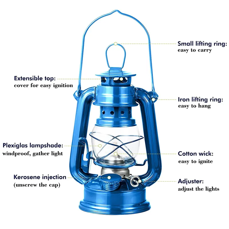 19/25cm 레트로 등유 램프 휴대용 랜턴 캠핑 램프 빈티지 사진 소품 야외 캠핑 조명 청동 색 오일 야외