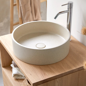 Modern lüks yuvarlak şekil beton renkli lavabo tasarımcı banyo lavabo - Product Image 1