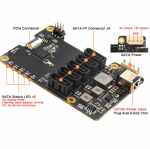 X1009 il lampone PI5 PI5 dedicato PCIe a 5 porte scheda di espansione SATA supporta cinque dispositivi SATA3.0 X1009 - Product Image 2