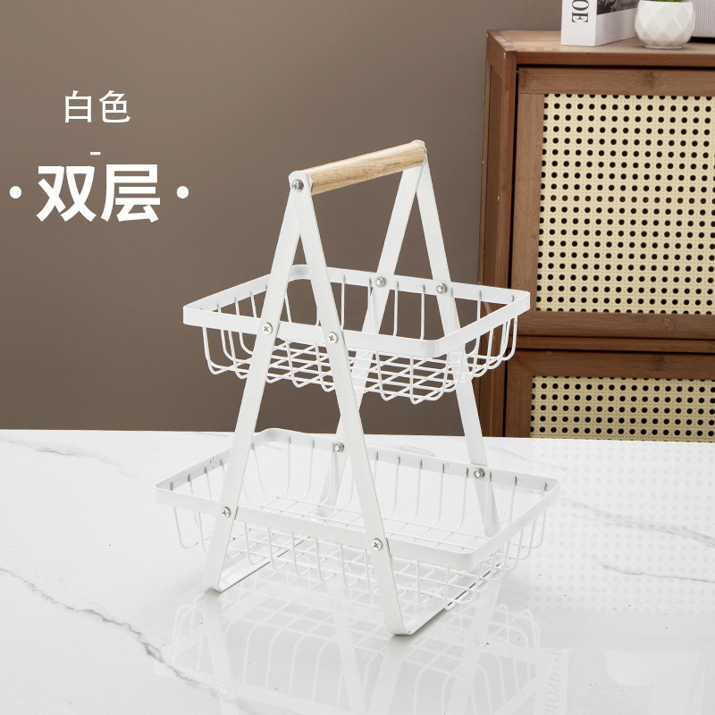 White double-layer storage basket
