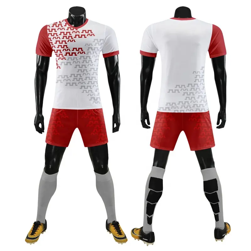 Personalizar Poliéster Próprio Design Clube Equipe Treinamento Futebol Jersey Tecido Material Respirável Futebol Uniforme Conjuntos Para Homens WO-X914