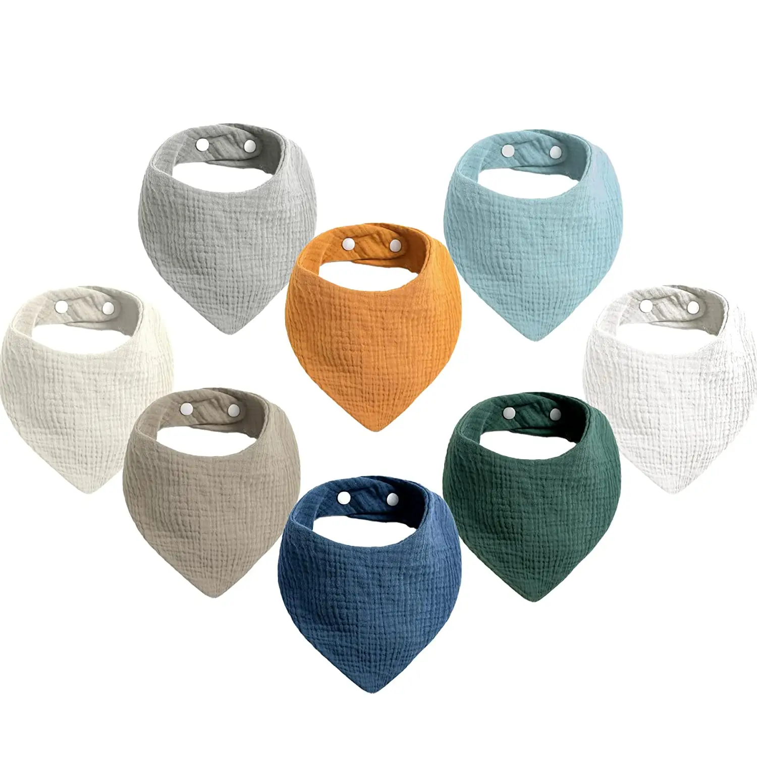 100% Cotton Muslin Soft Newborn Bibs Plain Colors for Boys OEM Service Waterproof Bibs Printed Baby Rice Pocket Clothing Support