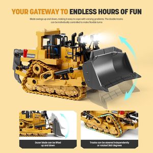 Metal RC buldozer-gerçekçi uzaktan kumanda çocuklar inşaat ışıkları ve ses ile oyuncaklar oyna, parça tipi traktör oyuncaklar için - Product Image 2