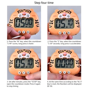 Cartoon tigre Timer grande schermo digitale da cucina Timer da cucina orologio da studio per orologio manuale da sportello Yoga Timer - Product Image 3