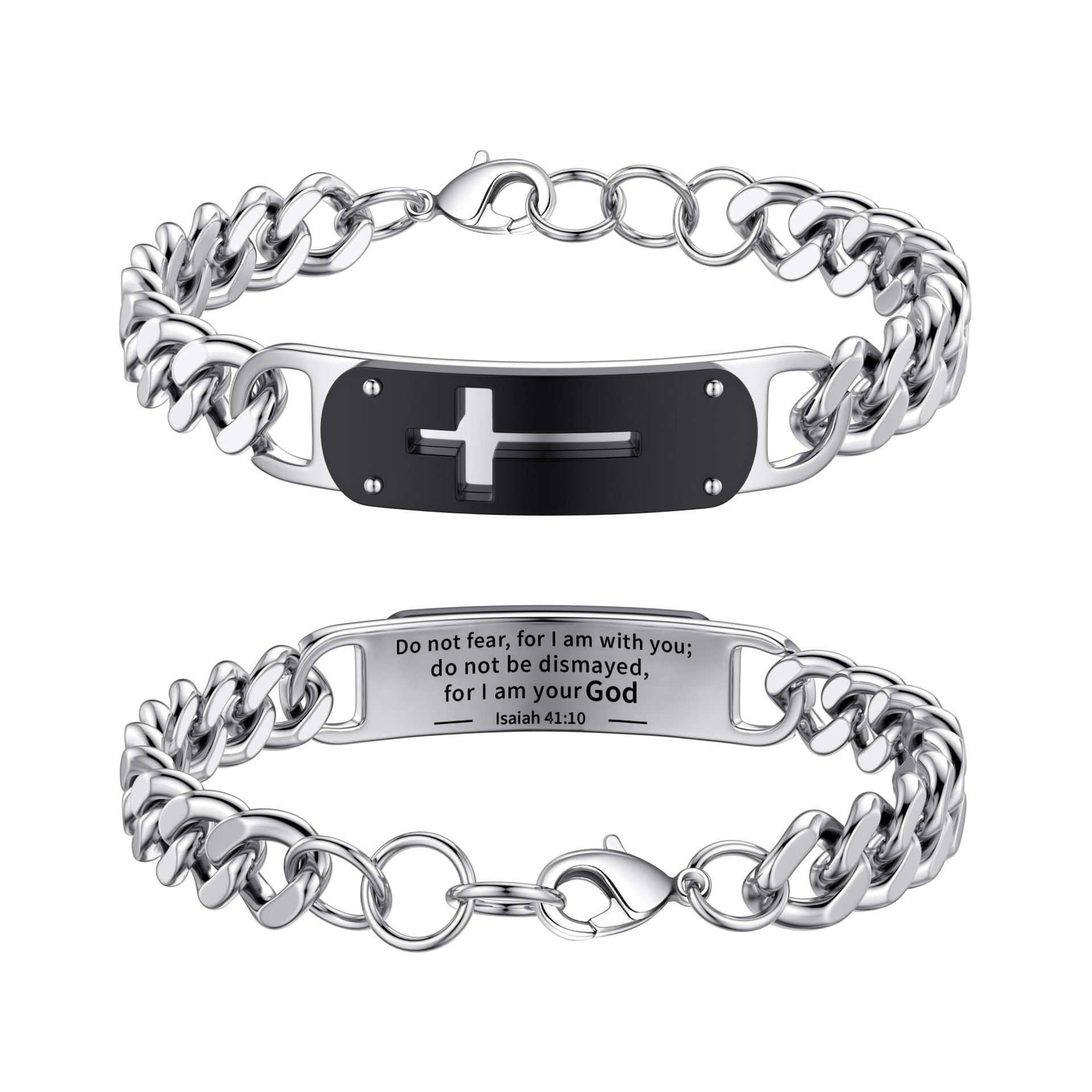 Bracelet croix courbée gravée Isai