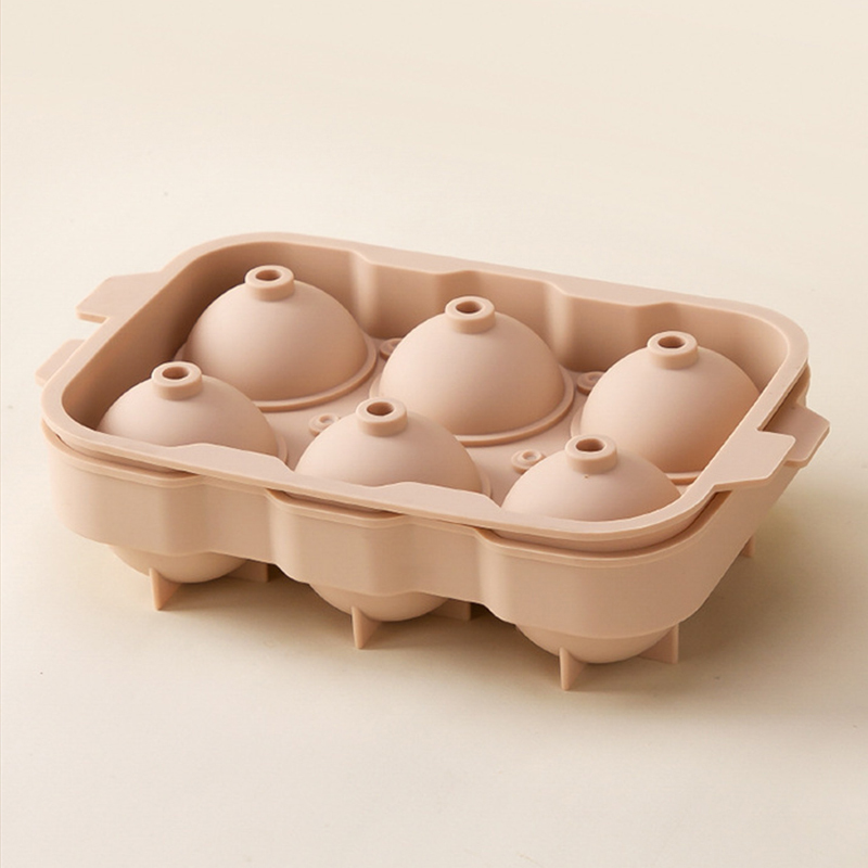 Pink-6 cavity silicone ice cube tray