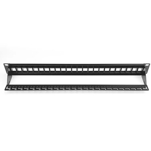 1U UTP Panel de conexión de 24 puertos en blanco con barra trasera sin blindaje Marco de distribución modular panel de conexión de Marco vacío - Product Image 2