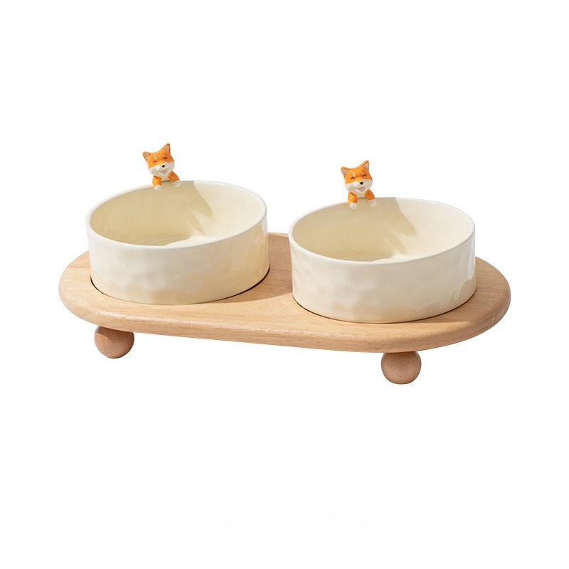 Dog+Double Bowl+Round Holder