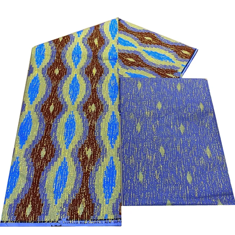 KENTE 4 + 2Yards ultimo Design africano tessuto oro polvere Ankara tessuto di cotone per cucire tessuto con stampa a cera