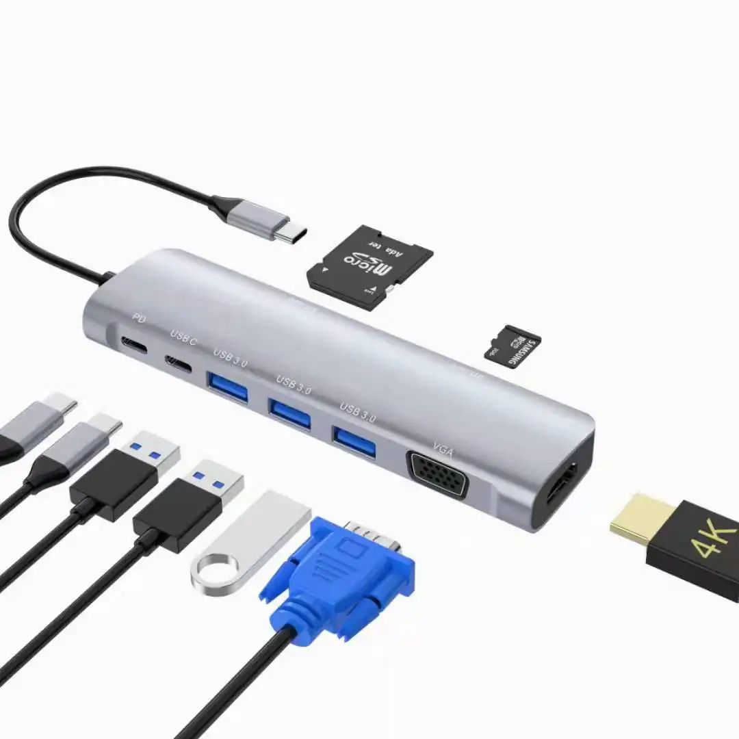 Tipo C 4K HDMI VGA Adattatore Hub USB con USB 3.0 di Ricarica di Alimentazione Porta PD Compatibile per Nintendo Switch e macBook Pro ecc