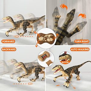 Remote Control RC Walking Dinosaur Robot <strong>Toys</strong> for Kids with LED Light &amp; <strong>Roaring</strong> Sound,Velociraptor Games - Product Image 2