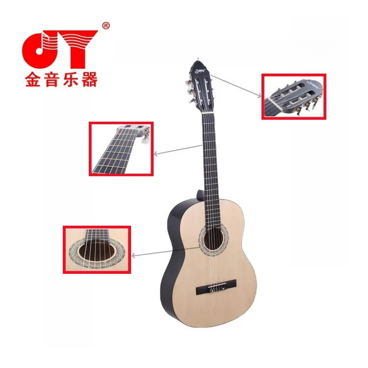 중국 기타 공장 하이 퀄리티 시더 솔리드 톱 클래식 기타 수제 기타 가방