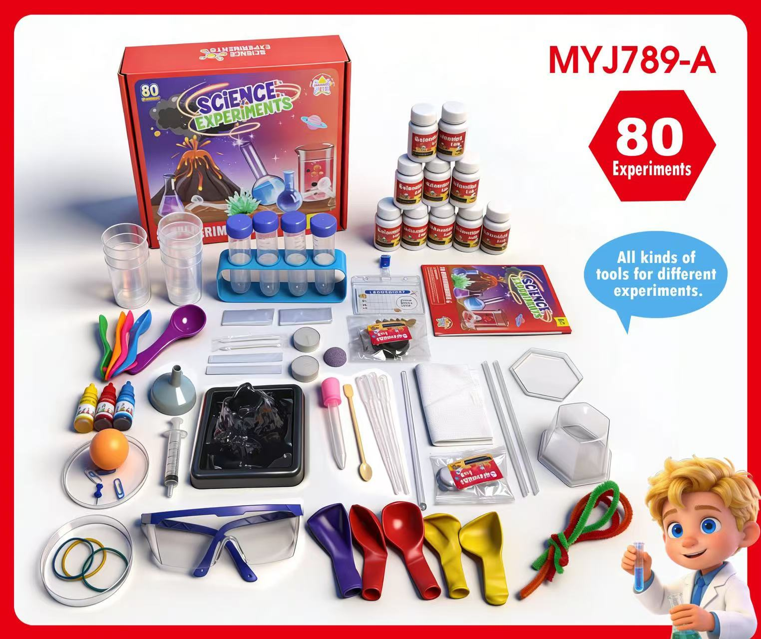 Kit d'expériences scientifiques MYJ789-A - (80 expériences)