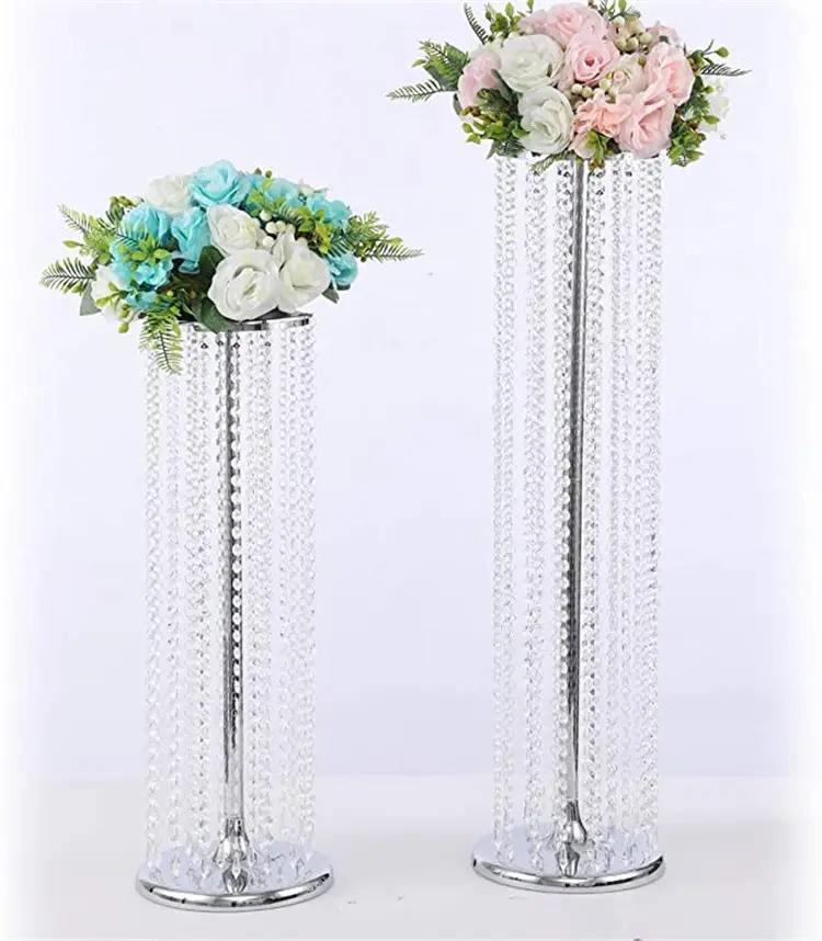 Metallo oro argento vaso di cristallo piombo di cristallo porta fiori per eventi di nozze tavolo centrotavola decorativo