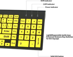 Grande stampa a grandezza naturale tastiera Wireless 2.4g e Mouse con stampa oversize per bambini ipovedenti ipovedenti - Product Image 4