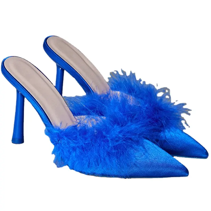 Ubililia – chaussures à bout pointu en fourrure bleue, talons aiguilles sexy pour femmes, nouvelle collection, design de rêve, vente en gros, fête, luxe