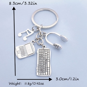 Europe and the United States Fashion Keyboard Mouse @ Headset DIY <strong>Key</strong> Chain Creative Computer Engineer Game Master <strong>Key</strong> - Product Image 3